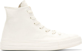 Converse x Maison Margiela White & Blue Painted High-Top Sneakers