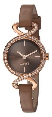 Esprit Ladies stainless steel watch with crystals and leather strap