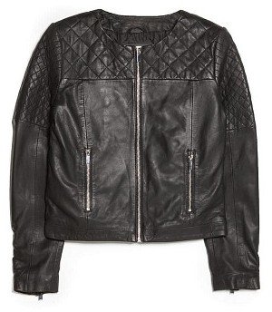 MANGO Stitched leather jacket