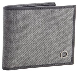 Ferragamo dark grey canvas and leather bi-fold coin wallet