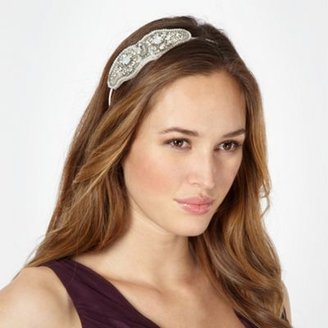 Jenny Packham No. 1 Designer silver clustered gem and pearly bead headband