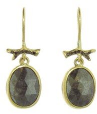 Annette Ferdinandsen Dark Grey Rustic Diamond Drop Earrings