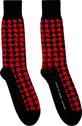 Marc by Marc Jacobs Black & Red Houndstooth Spud Socks