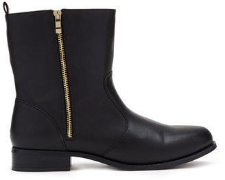 Forever 21 FOREVER 21+ Faux Leather Zipper Boots (Wide)
