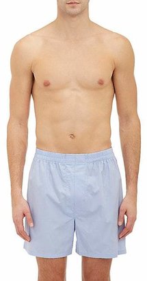 Barneys New York Men's Cotton Poplin Boxer Shorts - Blue