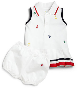 Florence Eiseman Infant's Two-Piece Pique Cotton Anchor Dress & Bloomers Set