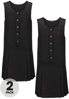 Top Class Girls Woven Button School Uniform Pinafores