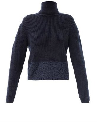 No.21 Lace trimmed roll-neck sweater
