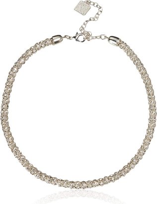 Anne Klein Silver-Tone Crystal Glass Tubular Pave Collar Necklace