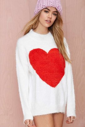 Nasty Gal Heart On Fuzzy Sweater