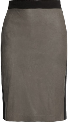 DKNY Leather-paneled ponte skirt