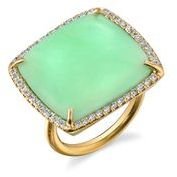 Irene Neuwirth Square Mint Chrysoprase Ring with Diamonds - Yellow Gold