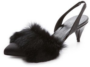 Jenni Kayne Fur Trimmed Slingback Slippers