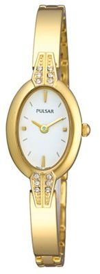 Pulsar Ladies gold oval mother of pearl dial watch