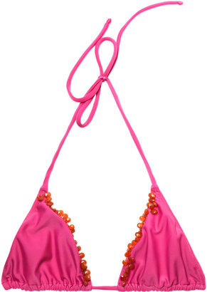 Tara Matthews Embellished triangle bikini top