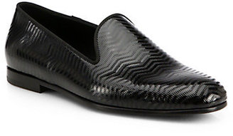 Giorgio Armani Patent Leather Chevron Loafers