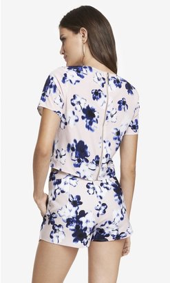 Express Cropped Floral Zip Back Tee