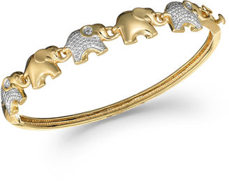 Macy's Diamond Accent Elephant Bangle Bracelet in 18k Gold over Brass