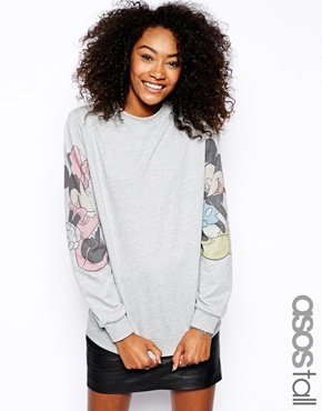 ASOS Tall TALL Sweatshirt With Mickey & Mini Print - Grey