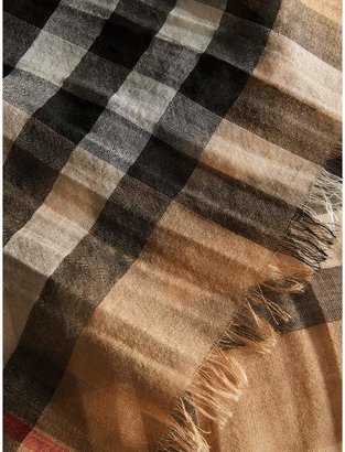 Burberry Exploded Check Wool Silk Scarf