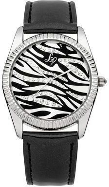 Lipsy Ladies black patent strap watch with silver/black dial