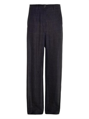 Maison Margiela Tweed-print wide-leg silk trousers
