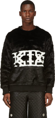 Kokon To Zai Black & White Mock Fur Logo Sweatshirt