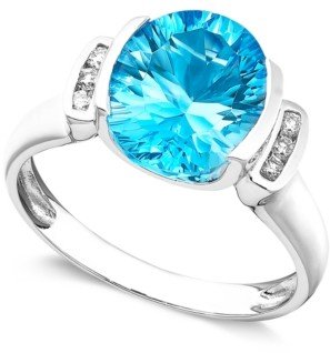 Macy's 14k White Gold Ring, Blue Topaz (3-5/8 ct. t.w.) and Diamond Accent