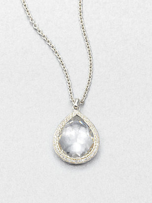 Ippolita Stella Clear Quartz, Diamond & Sterling Silver Teardrop Pendant Necklace