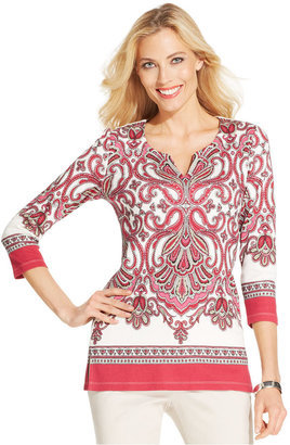 JM Collection Petite Printed Tunic