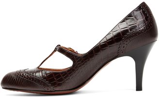 Brooks Brothers Exotic Embossed T-Strap Heels
