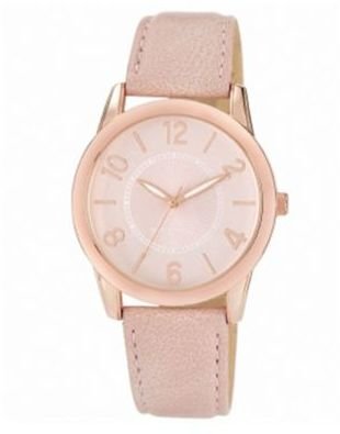 Nine West Ladies light pink round dial leather strap watch