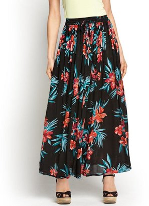 South Petite Crinkle Fashion Maxi Skirt - Tropical Floral