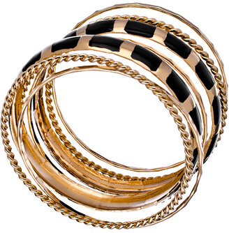 Blu Bijoux Set of Eight Gold and Black Bangle Bracelets