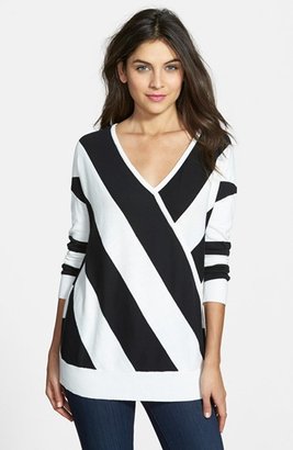 Vince Camuto Wide Stripe V-Neck Sweater