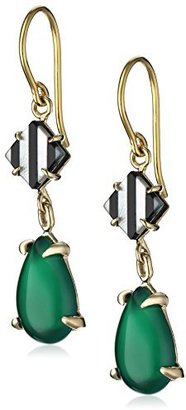 Mother of Pearl Vicente Agor "Palais Bulles" Green Onyx and Black Onyx with Promenade Drop Earrings