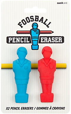 Suck UK Foosball Pencil Erasers, Red/Blue