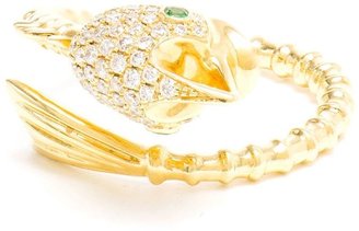 Leon Yvonne 18k Gold and Diamond Fish Bone Ring