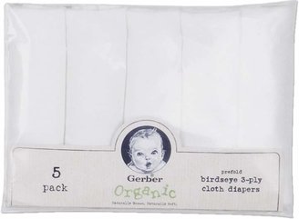 Gerber 5 Pack Prefold Birdseye Organic Diaper, White