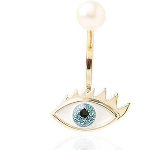 Delfina Delettrez Glittered Eye & Pearl Mono Earring