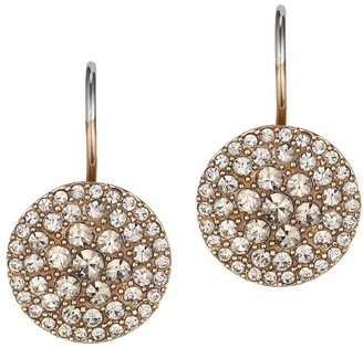 Fossil Pave Rose Gold Earrings with Glass Crystal Stones