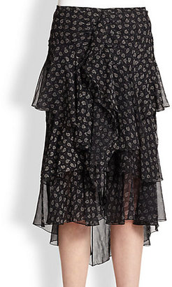 Jason Wu Silk Paisley-Print Cascade Skirt