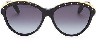Alexander McQueen Studded Round Sunglasses, Black