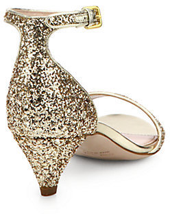 Miu Miu Jeweled Glitter Kitten-Heeled Sandals