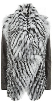 Harrods Drape Front Fox Fur and Leather Jacket