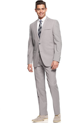 Bar III Suit Grey Tonal Seersucker Slim Fit