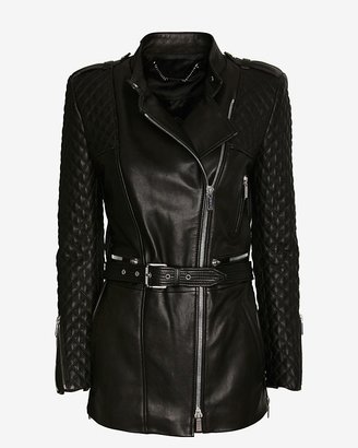 Barbara Bui Quilted Sleeve Leather Trench: Black