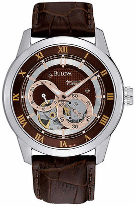 Bulova Mens Brown Leather Strap Watch 96A120