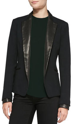 Theory Leandria Jacket w/ Leather Lapels & Cuffs
