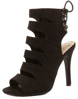 Charlotte Russe Delicious Laced-Back Cut-Out Peep Toe Heels